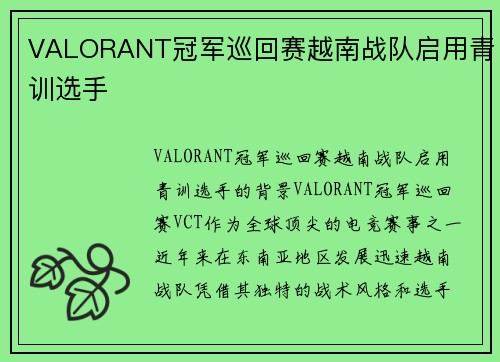 VALORANT冠军巡回赛越南战队启用青训选手